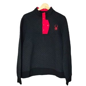 Large Spyder Black Red Quilted Pullover Popover Jacket Layer Coat